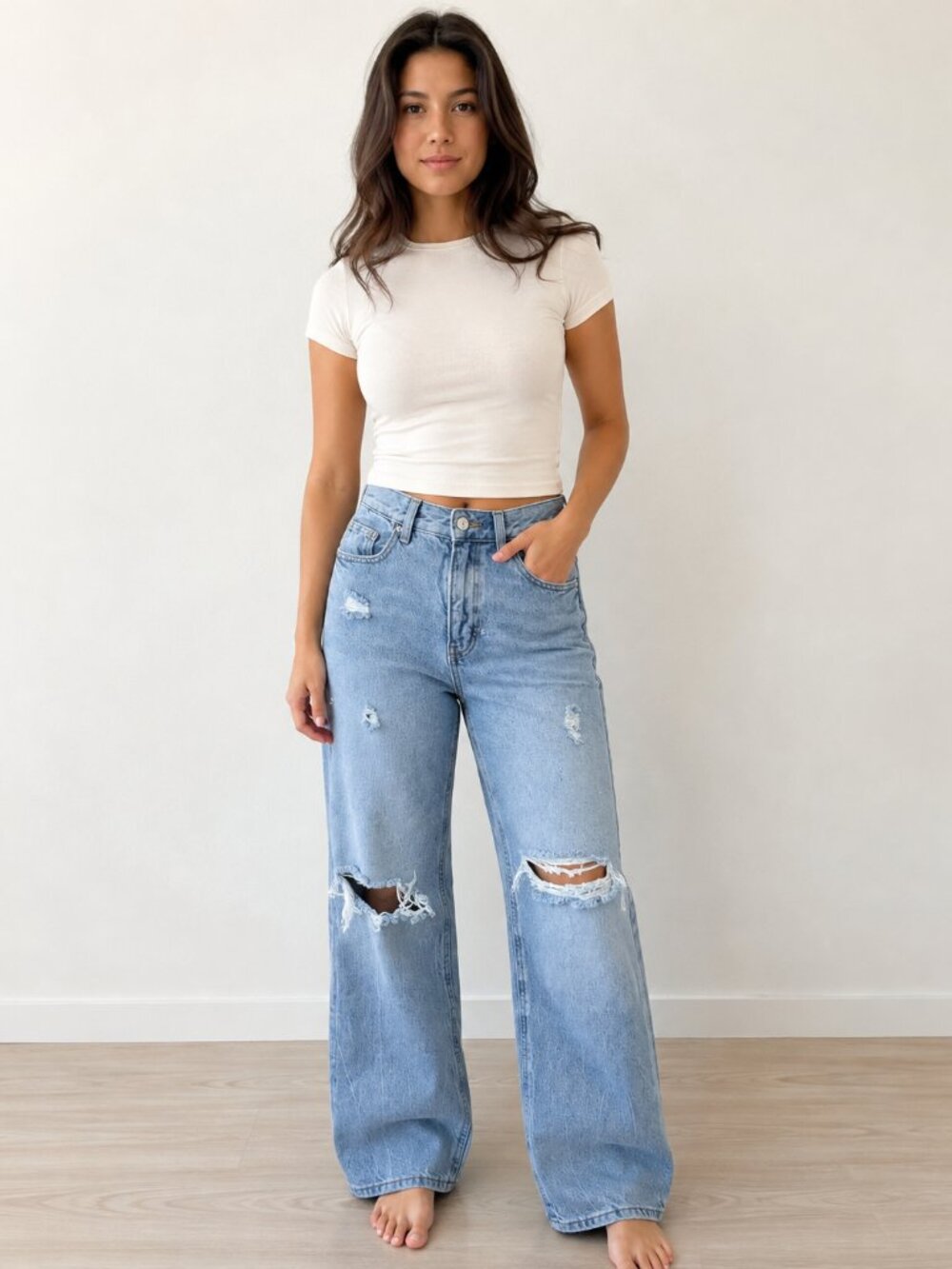 PacSun 90s Boyfriend Jeans Size 26 Light Wash Distressed Ripped Baggy Denim
